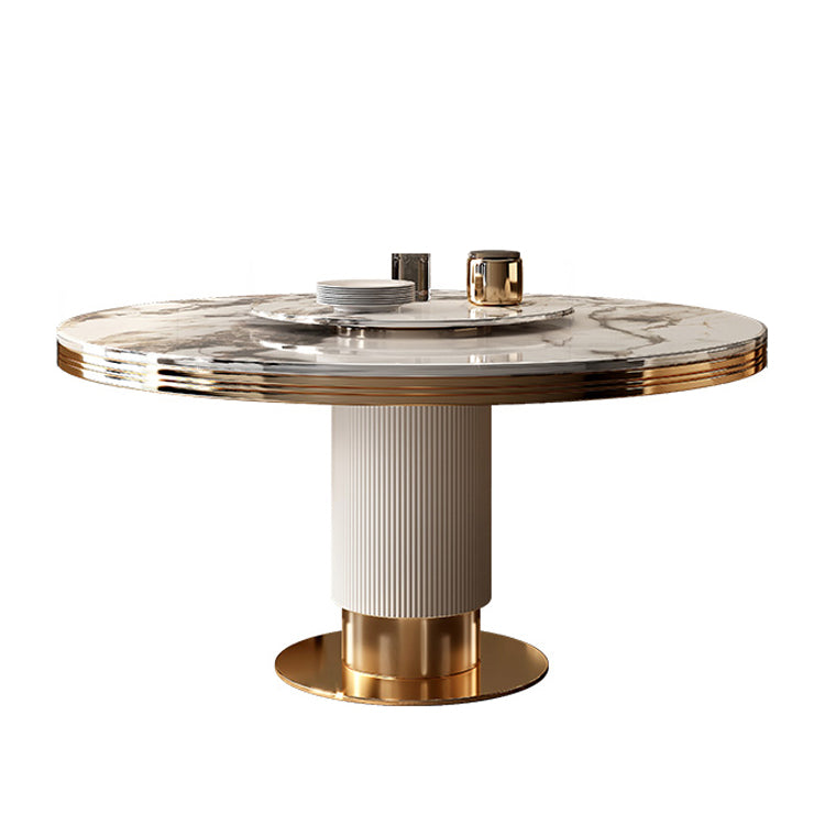 Tavolo da pranzo tradizionale in pietra di lusso Round Gold Base convertibile tavolo da pranzo