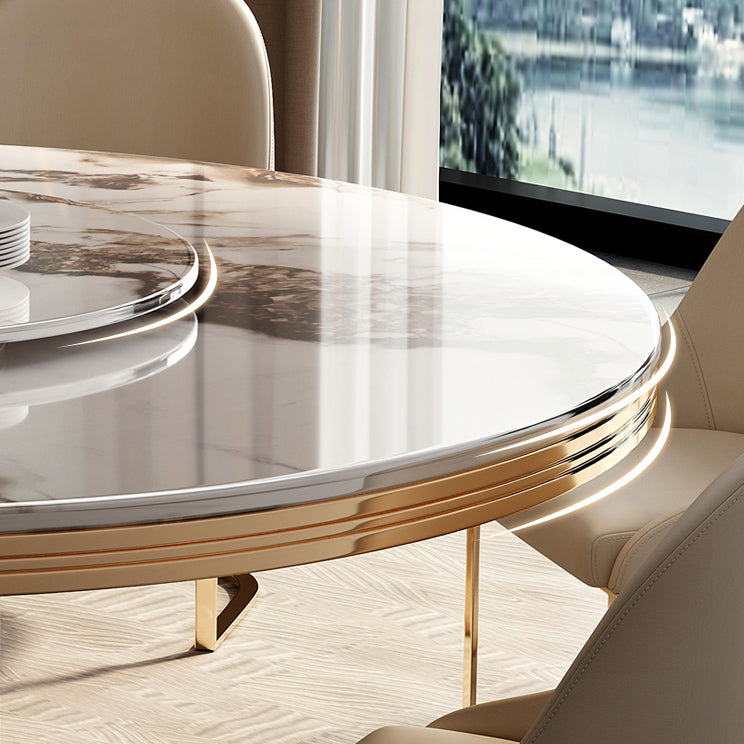 Tavolo da pranzo tradizionale in pietra di lusso Round Gold Base convertibile tavolo da pranzo