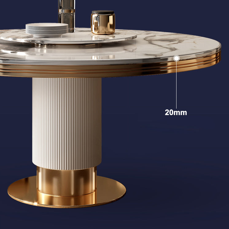 Tavolo da pranzo tradizionale in pietra di lusso Round Gold Base convertibile tavolo da pranzo