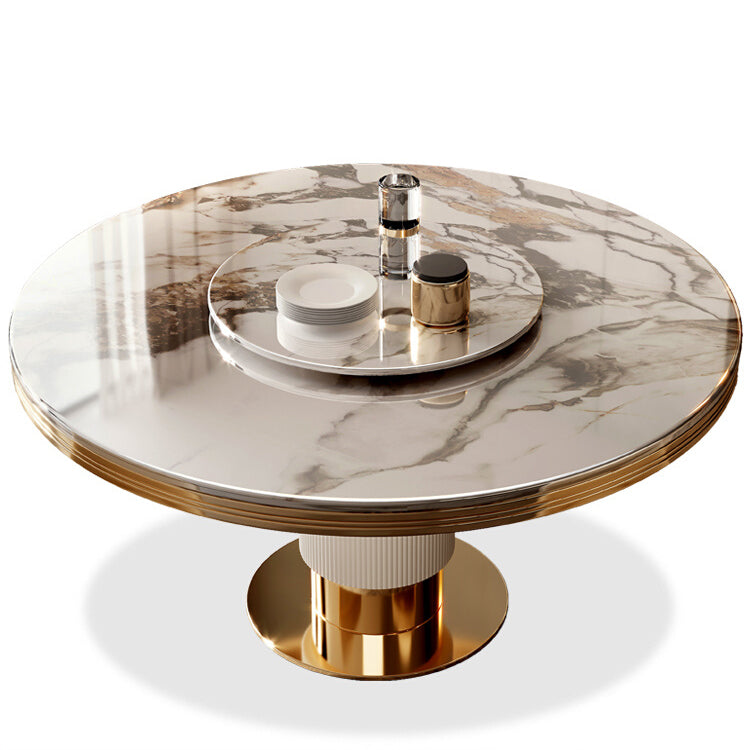 Tavolo da pranzo tradizionale in pietra di lusso Round Gold Base convertibile tavolo da pranzo