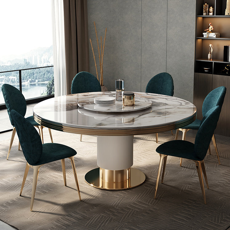 Tavolo da pranzo tradizionale in pietra di lusso Round Gold Base convertibile tavolo da pranzo