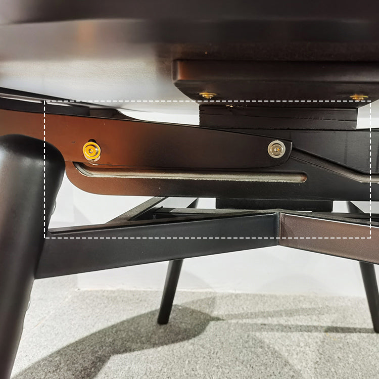 Tavolo moderno di pietra rotonda tavolo da pranzo a base nera con estensione fogliare