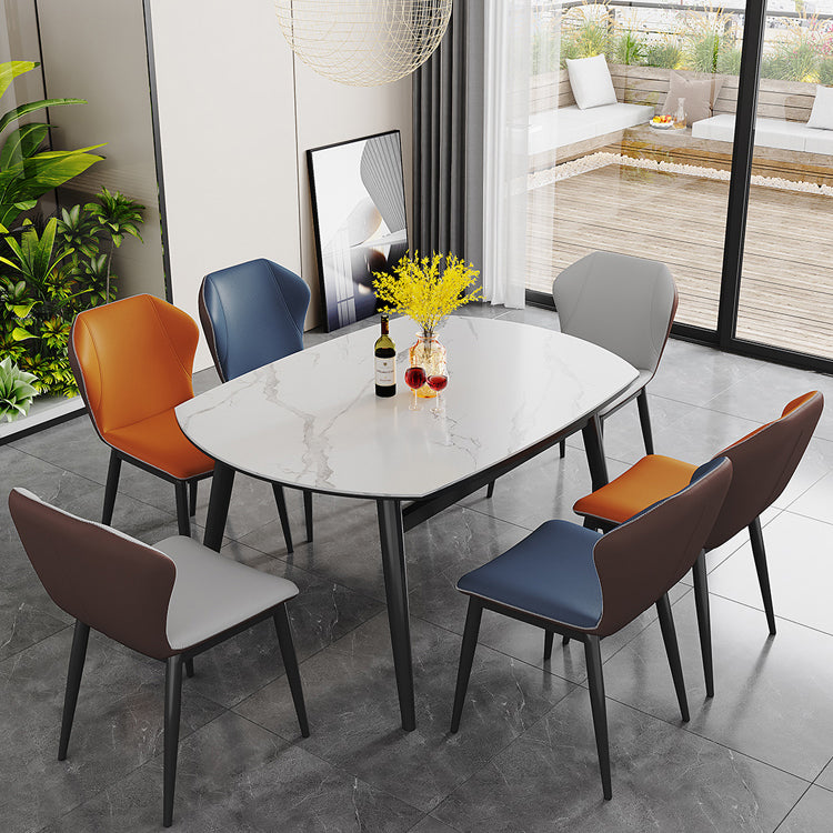 Tavolo moderno di pietra rotonda tavolo da pranzo a base nera con estensione fogliare