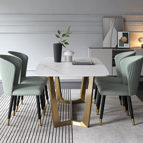 ホームキッチンディナーのための石のトップテーブル長方形のダイニングテーブル