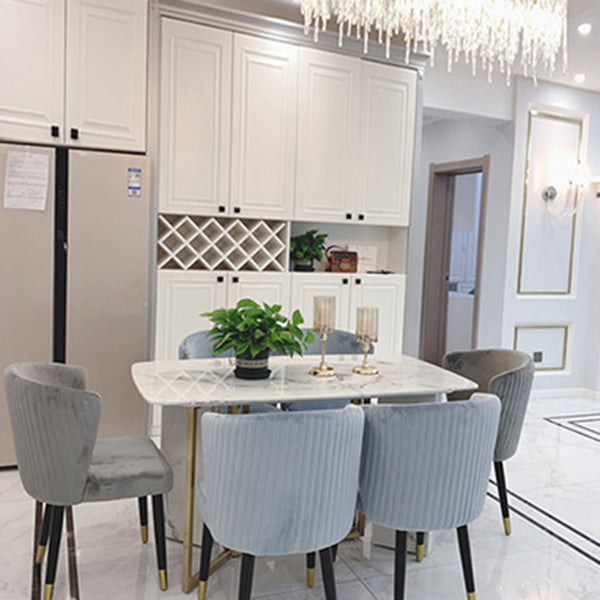 ホームキッチンディナーのための石のトップテーブル長方形のダイニングテーブル