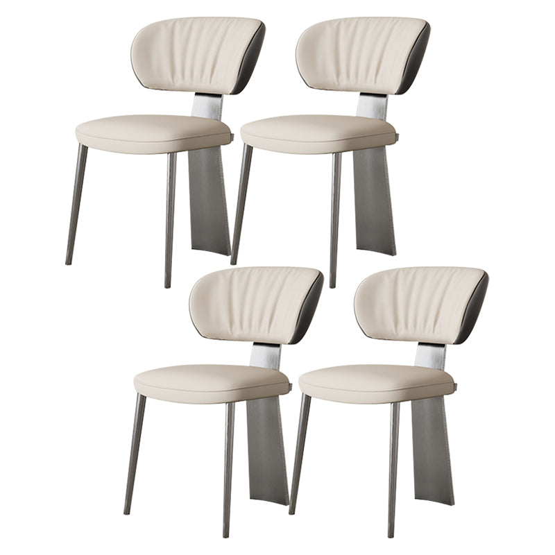 Glam Dining Chair Armless Dining Chair with Metal Legs for Kitchen Grey 4 Piece Set Clearhalo 'Dining Chairs' 'Dining Tables & Seating' 'dining_chair' 'furn' 'furn_dining_chair' 'Furniture' 'Kitchen & Dining Furniture' 5897060