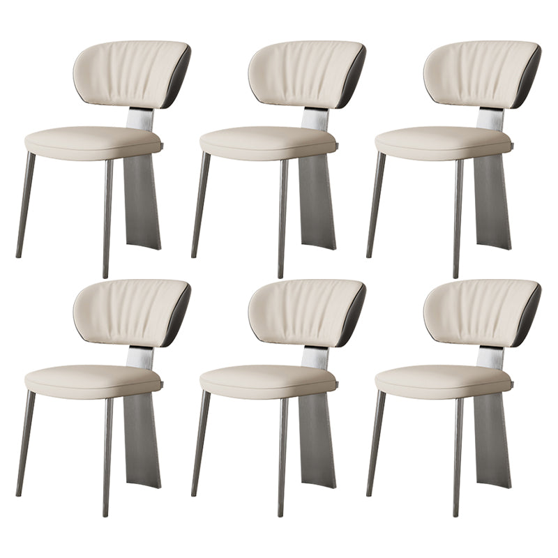 Glam Dining Chair Armless Dining Chair with Metal Legs for Kitchen Grey 6 Piece Set Clearhalo 'Dining Chairs' 'Dining Tables & Seating' 'dining_chair' 'furn' 'furn_dining_chair' 'Furniture' 'Kitchen & Dining Furniture' 5897062