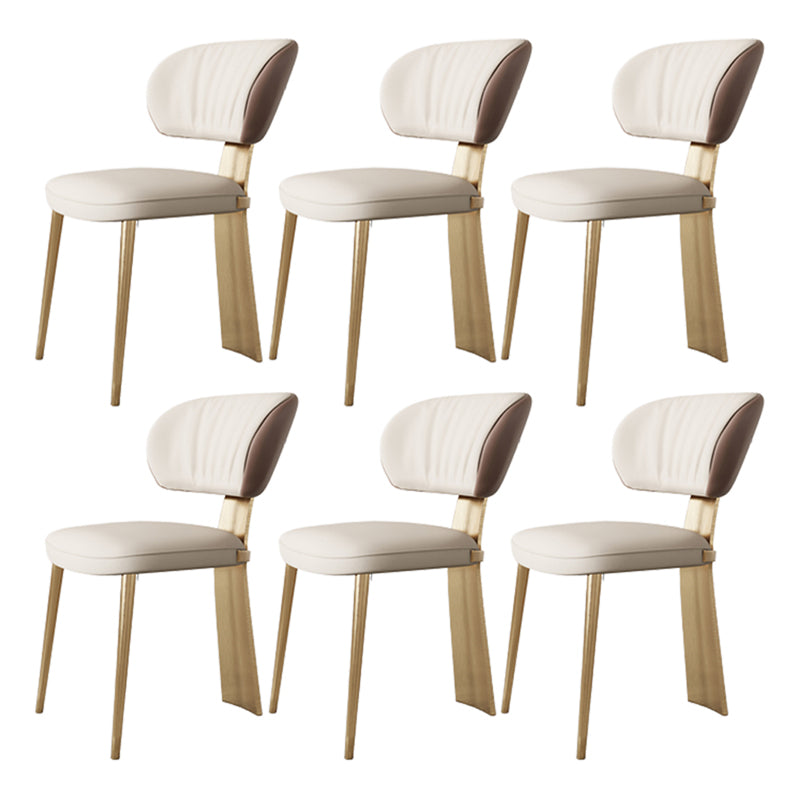 Glam Dining Chair Armless Dining Chair with Metal Legs for Kitchen Gold 6 Piece Set Clearhalo 'Dining Chairs' 'Dining Tables & Seating' 'dining_chair' 'furn' 'furn_dining_chair' 'Furniture' 'Kitchen & Dining Furniture' 5897072