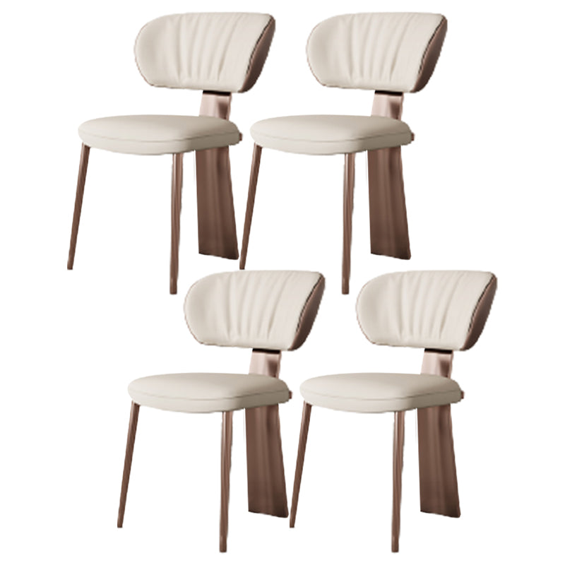 Glam Dining Chair Armless Dining Chair with Metal Legs for Kitchen Rose Gold 4 Piece Set Clearhalo 'Dining Chairs' 'Dining Tables & Seating' 'dining_chair' 'furn' 'furn_dining_chair' 'Furniture' 'Kitchen & Dining Furniture' 5897079