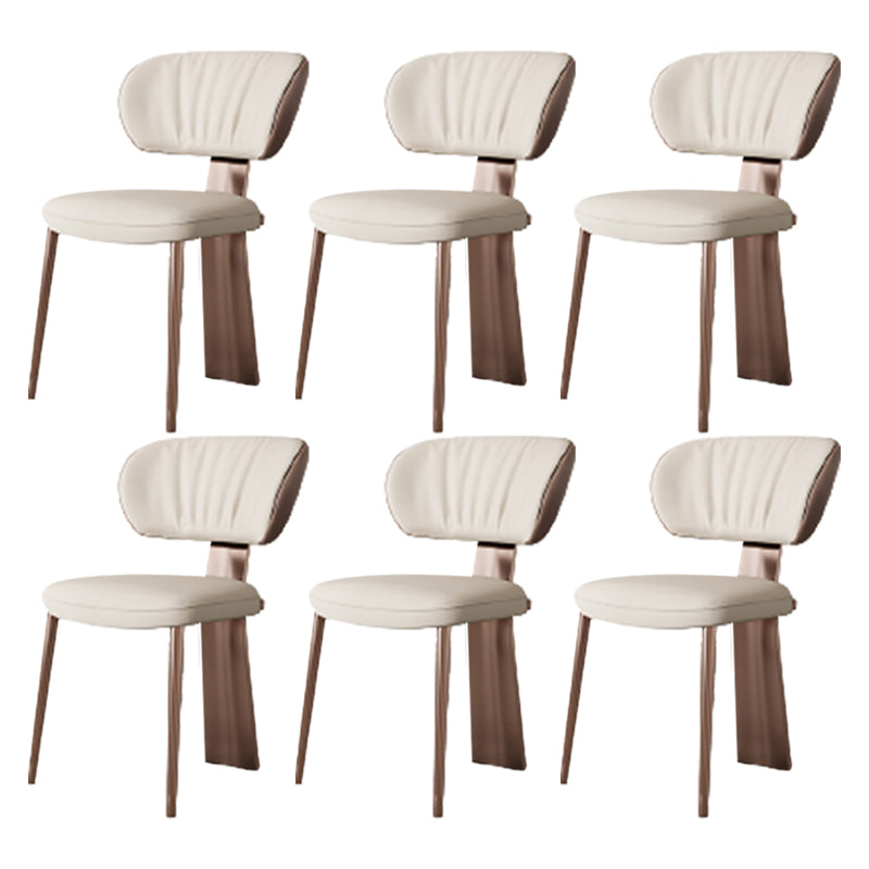 Glam Dining Chair Armless Dining Chair with Metal Legs for Kitchen Rose Gold 6 Piece Set Clearhalo 'Dining Chairs' 'Dining Tables & Seating' 'dining_chair' 'furn' 'furn_dining_chair' 'Furniture' 'Kitchen & Dining Furniture' 5897080