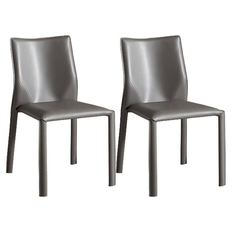 Contemporary Home Side Chair Faux Leather Solid Back Dining Chair Light Gray 2 Piece Set Clearhalo 'Dining Chairs' 'Dining Tables & Seating' 'dining_chair' 'furn' 'furn_dining_chair' 'Furniture' 'Kitchen & Dining Furniture' 5897137