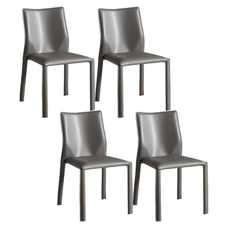 Contemporary Home Side Chair Faux Leather Solid Back Dining Chair Light Gray 4 Piece Set Clearhalo 'Dining Chairs' 'Dining Tables & Seating' 'dining_chair' 'furn' 'furn_dining_chair' 'Furniture' 'Kitchen & Dining Furniture' 5897139