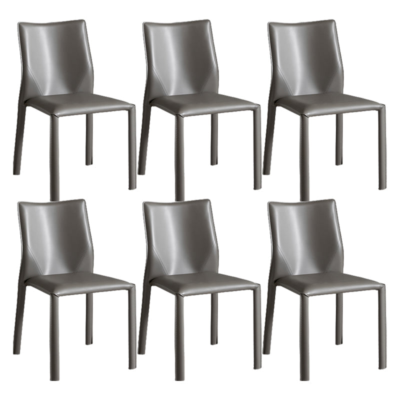 Contemporary Home Side Chair Faux Leather Solid Back Dining Chair Light Gray 6 Piece Set Clearhalo 'Dining Chairs' 'Dining Tables & Seating' 'dining_chair' 'furn' 'furn_dining_chair' 'Furniture' 'Kitchen & Dining Furniture' 5897142