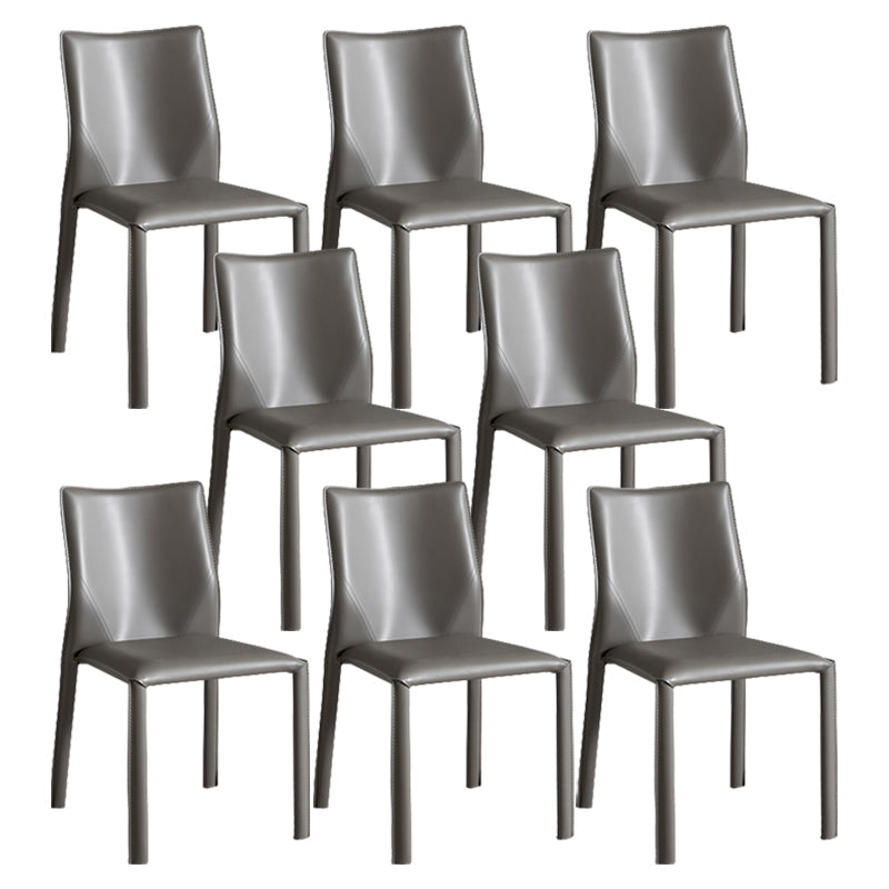 Contemporary Home Side Chair Faux Leather Solid Back Dining Chair Light Gray 8 Piece Set Clearhalo 'Dining Chairs' 'Dining Tables & Seating' 'dining_chair' 'furn' 'furn_dining_chair' 'Furniture' 'Kitchen & Dining Furniture' 5897144