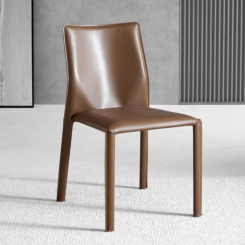 Contemporary Home Side Chair Faux Leather Solid Back Dining Chair Brown 1 Piece Clearhalo 'Dining Chairs' 'Dining Tables & Seating' 'dining_chair' 'furn' 'furn_dining_chair' 'Furniture' 'Kitchen & Dining Furniture' 5897146