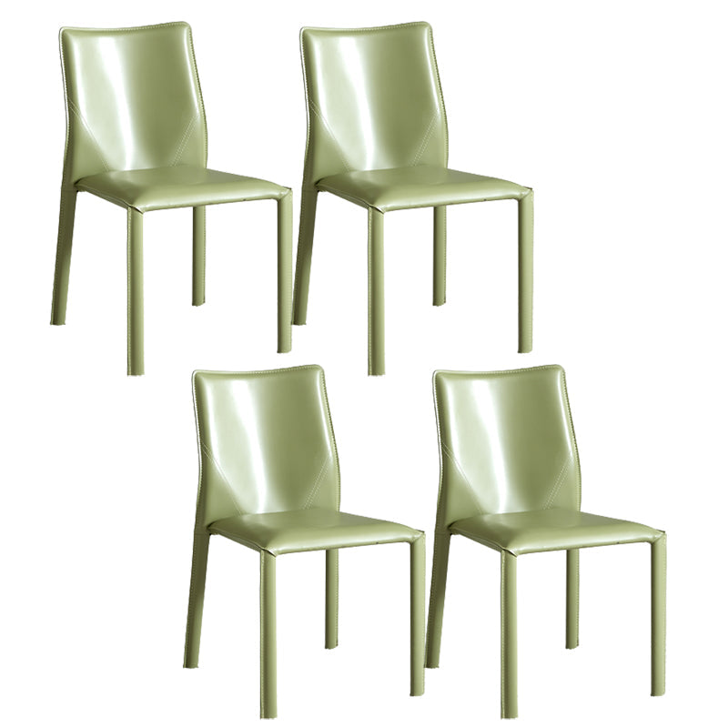 Contemporary Home Side Chair Faux Leather Solid Back Dining Chair Green 4 Piece Set Clearhalo 'Dining Chairs' 'Dining Tables & Seating' 'dining_chair' 'furn' 'furn_dining_chair' 'Furniture' 'Kitchen & Dining Furniture' 5897157