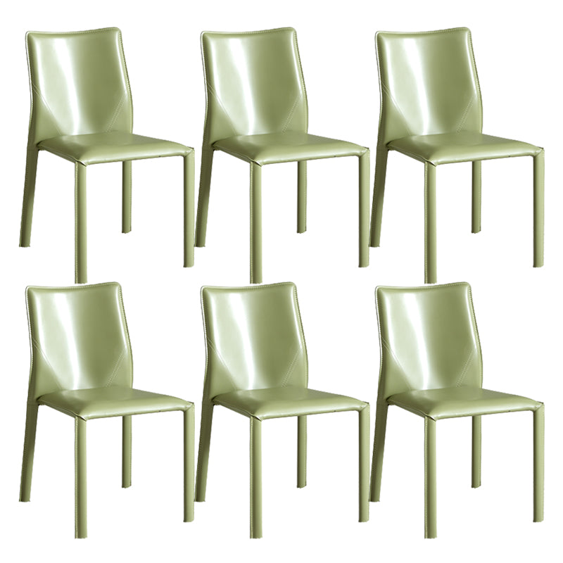 Contemporary Home Side Chair Faux Leather Solid Back Dining Chair Green 6 Piece Set Clearhalo 'Dining Chairs' 'Dining Tables & Seating' 'dining_chair' 'furn' 'furn_dining_chair' 'Furniture' 'Kitchen & Dining Furniture' 5897158