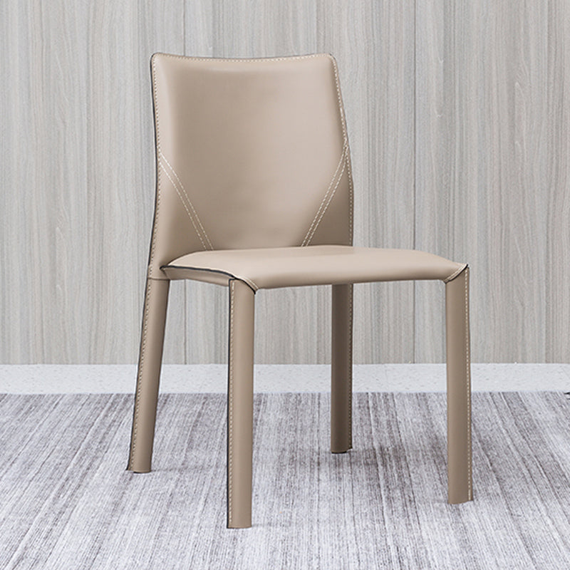 Contemporary Home Side Chair Faux Leather Solid Back Dining Chair Khaki 1 Piece Clearhalo 'Dining Chairs' 'Dining Tables & Seating' 'dining_chair' 'furn' 'furn_dining_chair' 'Furniture' 'Kitchen & Dining Furniture' 5897160
