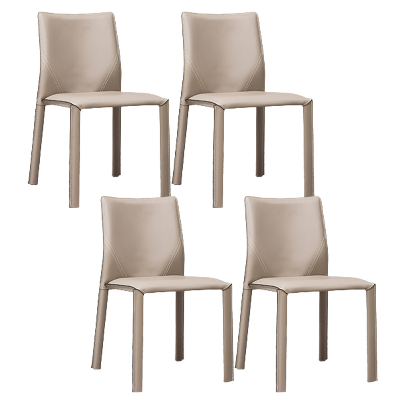 Contemporary Home Side Chair Faux Leather Solid Back Dining Chair Khaki 4 Piece Set Clearhalo 'Dining Chairs' 'Dining Tables & Seating' 'dining_chair' 'furn' 'furn_dining_chair' 'Furniture' 'Kitchen & Dining Furniture' 5897162