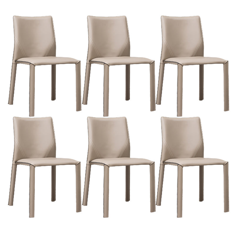 Contemporary Home Side Chair Faux Leather Solid Back Dining Chair Khaki 6 Piece Set Clearhalo 'Dining Chairs' 'Dining Tables & Seating' 'dining_chair' 'furn' 'furn_dining_chair' 'Furniture' 'Kitchen & Dining Furniture' 5897163