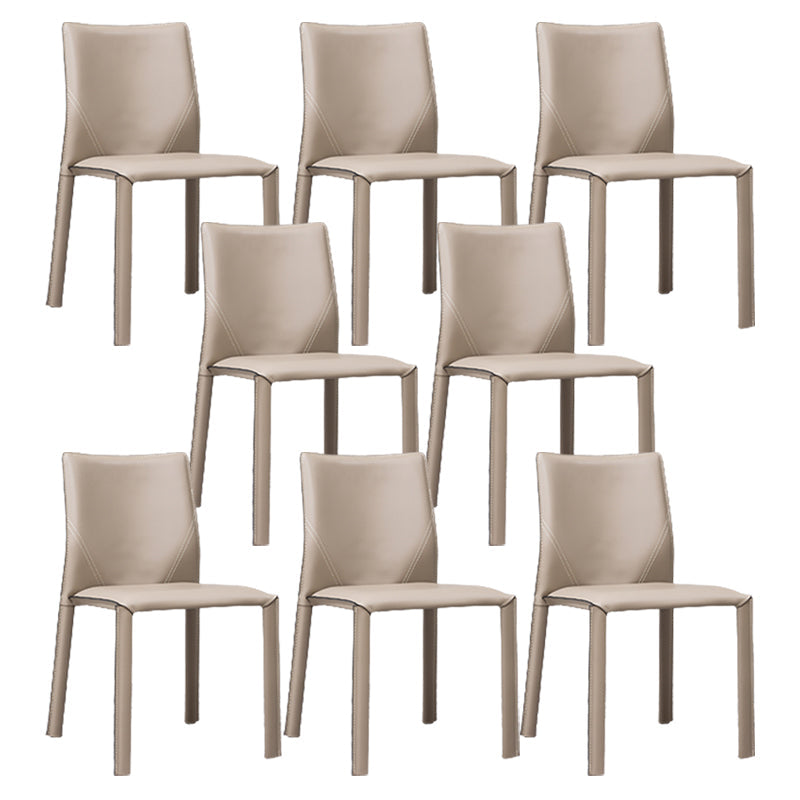 Contemporary Home Side Chair Faux Leather Solid Back Dining Chair Khaki 8 Piece Set Clearhalo 'Dining Chairs' 'Dining Tables & Seating' 'dining_chair' 'furn' 'furn_dining_chair' 'Furniture' 'Kitchen & Dining Furniture' 5897164