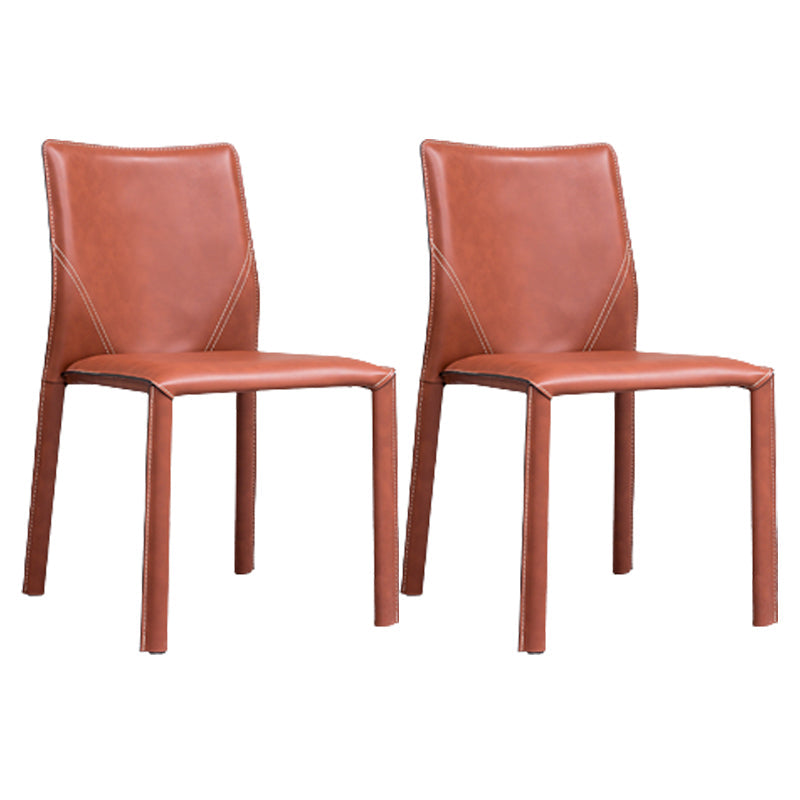 Contemporary Home Side Chair Faux Leather Solid Back Dining Chair Burgundy 2 Piece Set Clearhalo 'Dining Chairs' 'Dining Tables & Seating' 'dining_chair' 'furn' 'furn_dining_chair' 'Furniture' 'Kitchen & Dining Furniture' 5897166