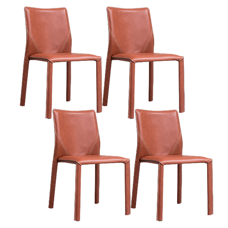 Contemporary Home Side Chair Faux Leather Solid Back Dining Chair Burgundy 4 Piece Set Clearhalo 'Dining Chairs' 'Dining Tables & Seating' 'dining_chair' 'furn' 'furn_dining_chair' 'Furniture' 'Kitchen & Dining Furniture' 5897167