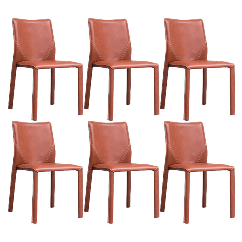 Contemporary Home Side Chair Faux Leather Solid Back Dining Chair Burgundy 6 Piece Set Clearhalo 'Dining Chairs' 'Dining Tables & Seating' 'dining_chair' 'furn' 'furn_dining_chair' 'Furniture' 'Kitchen & Dining Furniture' 5897168