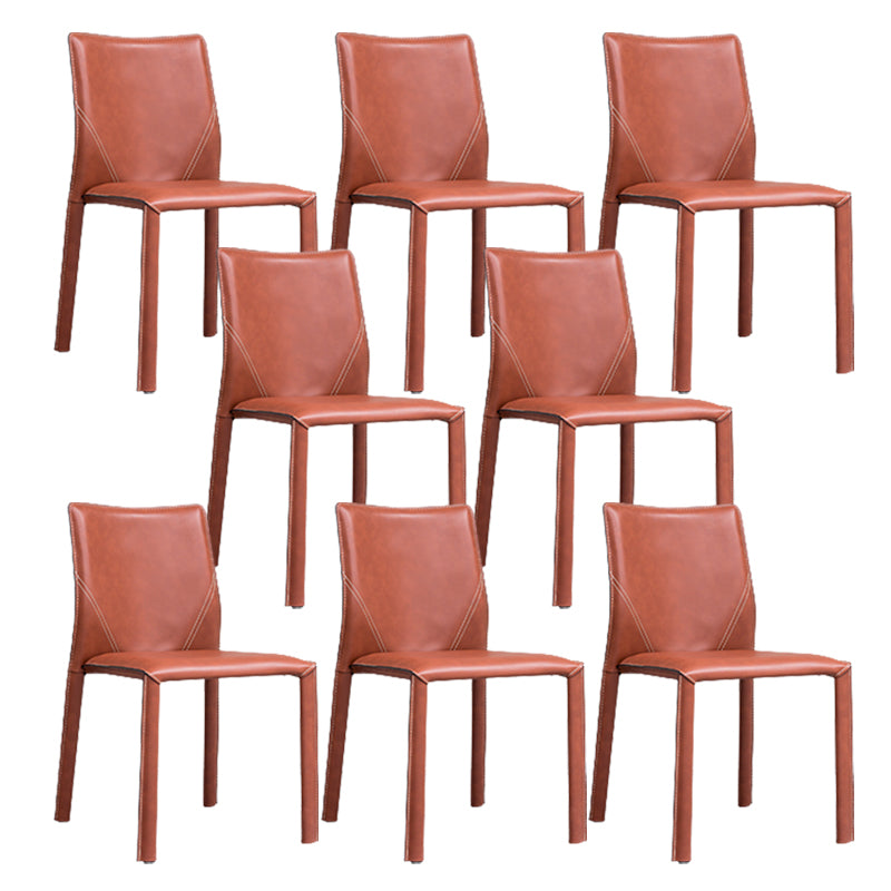 Contemporary Home Side Chair Faux Leather Solid Back Dining Chair Burgundy 8 Piece Set Clearhalo 'Dining Chairs' 'Dining Tables & Seating' 'dining_chair' 'furn' 'furn_dining_chair' 'Furniture' 'Kitchen & Dining Furniture' 5897169