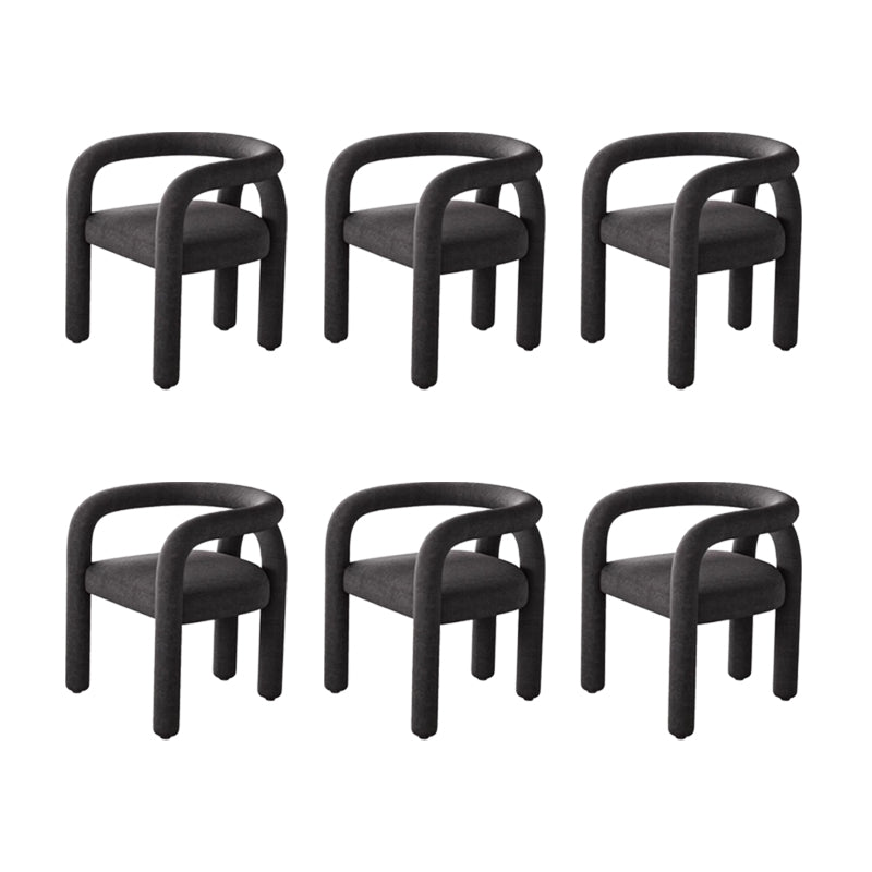 Contemporary Style Dining Chairs Velvet Open Back Arm Chair for Home Black 6 Piece Set Clearhalo 'Dining Chairs' 'Dining Tables & Seating' 'dining_chair' 'furn' 'furn_dining_chair' 'Furniture' 'Kitchen & Dining Furniture' 5897177
