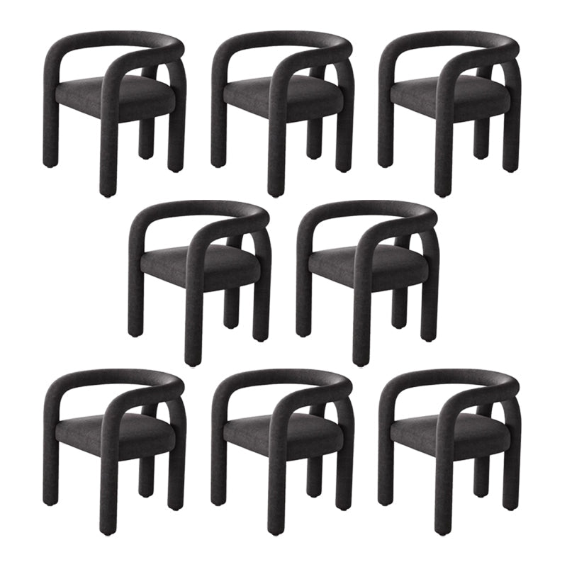 Contemporary Style Dining Chairs Velvet Open Back Arm Chair for Home Black 8 Piece Set Clearhalo 'Dining Chairs' 'Dining Tables & Seating' 'dining_chair' 'furn' 'furn_dining_chair' 'Furniture' 'Kitchen & Dining Furniture' 5897180