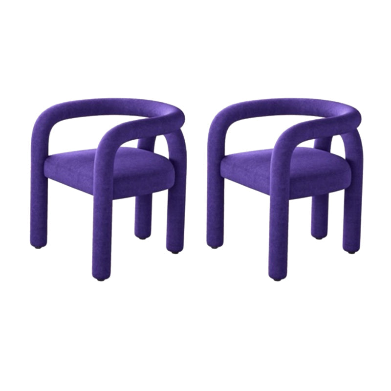 Contemporary Style Dining Chairs Velvet Open Back Arm Chair for Home Purple 2 Piece Set Clearhalo 'Dining Chairs' 'Dining Tables & Seating' 'dining_chair' 'furn' 'furn_dining_chair' 'Furniture' 'Kitchen & Dining Furniture' 5897199