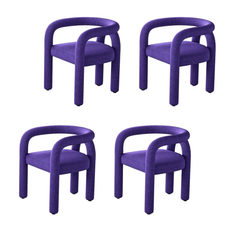 Contemporary Style Dining Chairs Velvet Open Back Arm Chair for Home Purple 4 Piece Set Clearhalo 'Dining Chairs' 'Dining Tables & Seating' 'dining_chair' 'furn' 'furn_dining_chair' 'Furniture' 'Kitchen & Dining Furniture' 5897200