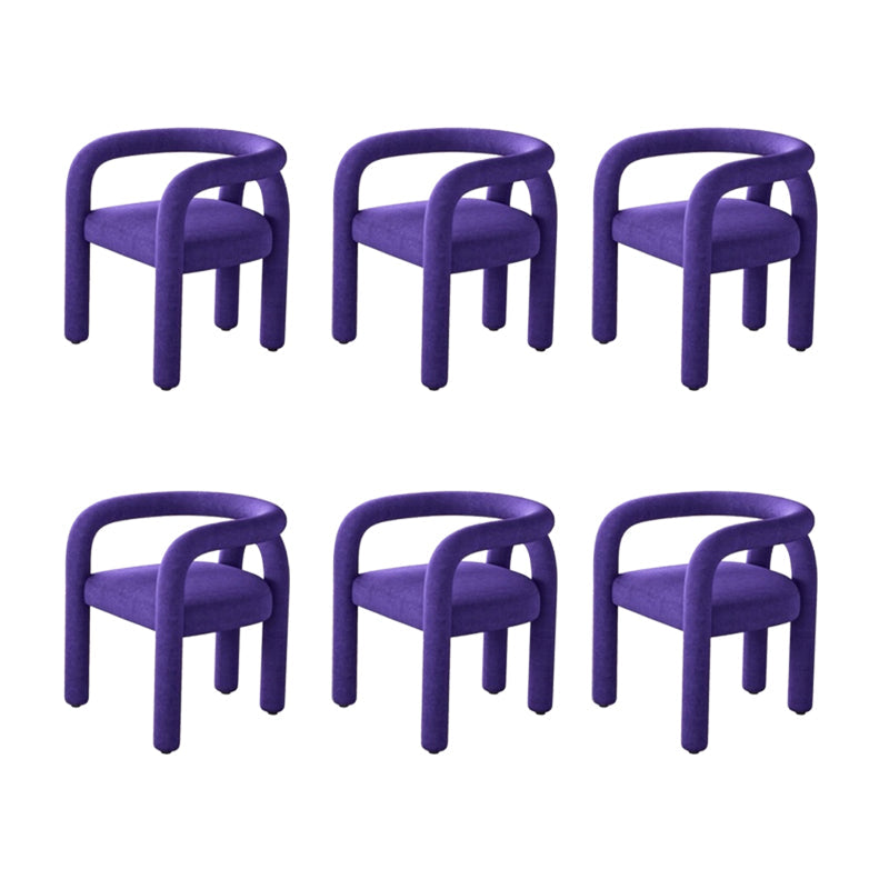 Contemporary Style Dining Chairs Velvet Open Back Arm Chair for Home Purple 6 Piece Set Clearhalo 'Dining Chairs' 'Dining Tables & Seating' 'dining_chair' 'furn' 'furn_dining_chair' 'Furniture' 'Kitchen & Dining Furniture' 5897201