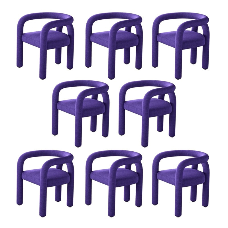 Contemporary Style Dining Chairs Velvet Open Back Arm Chair for Home Purple 8 Piece Set Clearhalo 'Dining Chairs' 'Dining Tables & Seating' 'dining_chair' 'furn' 'furn_dining_chair' 'Furniture' 'Kitchen & Dining Furniture' 5897202