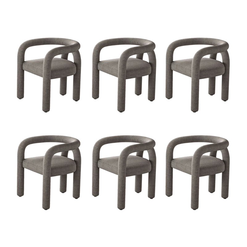 Contemporary Style Dining Chairs Velvet Open Back Arm Chair for Home Grey 6 Piece Set Clearhalo 'Dining Chairs' 'Dining Tables & Seating' 'dining_chair' 'furn' 'furn_dining_chair' 'Furniture' 'Kitchen & Dining Furniture' 5897206
