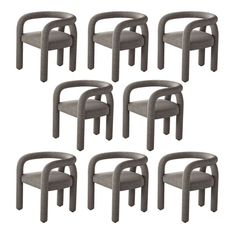 Contemporary Style Dining Chairs Velvet Open Back Arm Chair for Home Grey 8 Piece Set Clearhalo 'Dining Chairs' 'Dining Tables & Seating' 'dining_chair' 'furn' 'furn_dining_chair' 'Furniture' 'Kitchen & Dining Furniture' 5897207