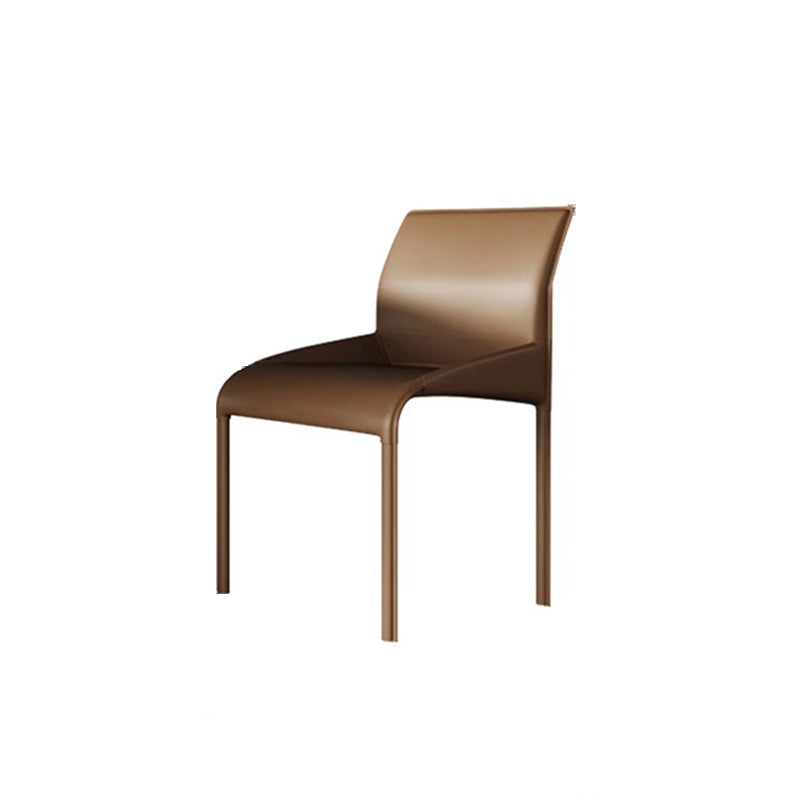 Matte Finish Solid Back Chair Faux Leather Modern Dining Chair