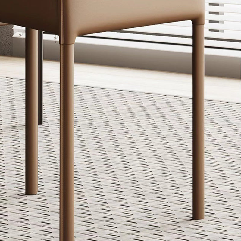 Matte Finish Solid Back Chair Faux Leather Modern Dining Chair