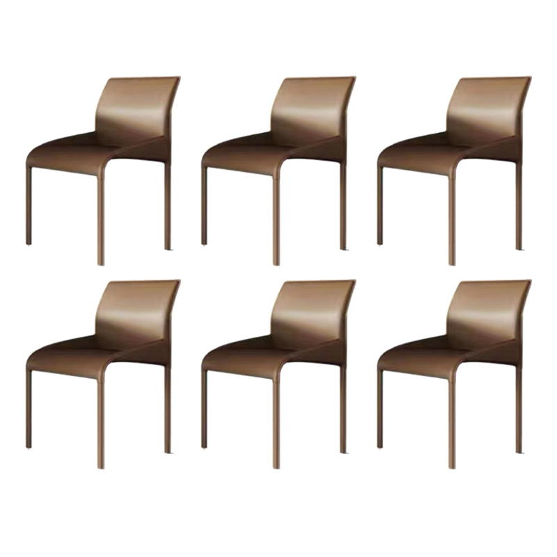 Matte Finish Solid Back Chair Faux Leather Modern Dining Chair