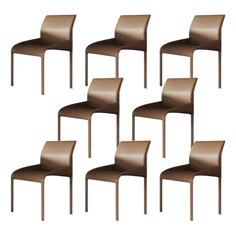 Matte Finish Solid Back Chair Faux Leather Modern Dining Chair