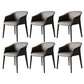 Faux Leather Contemporary Side Chair Matte Finish Solid Back Dining Arm Chair
