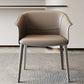 Faux Leather Contemporary Side Chair Matte Finish Solid Back Dining Arm Chair