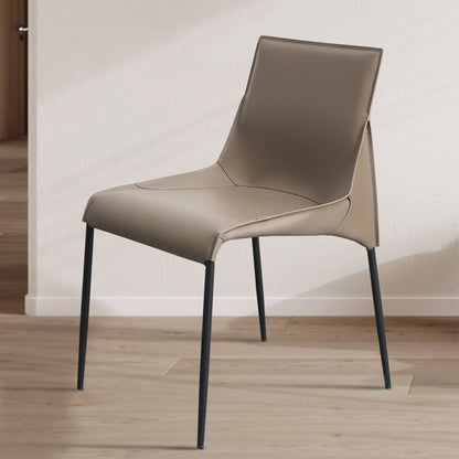 Metal Modern Dining Chair with Solid Back Matte Finish Indoor Side Chair