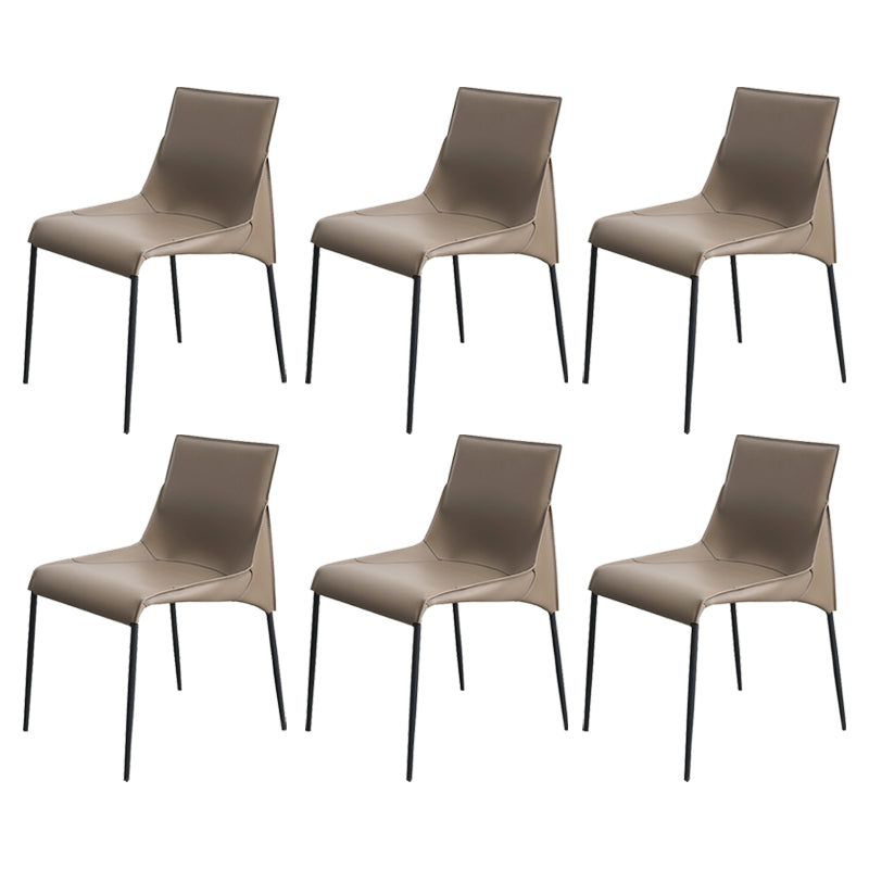 Metal Modern Dining Chair with Solid Back Matte Finish Indoor Side Chair