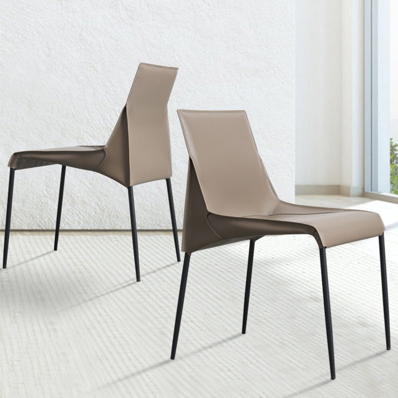 Metal Modern Dining Chair with Solid Back Matte Finish Indoor Side Chair