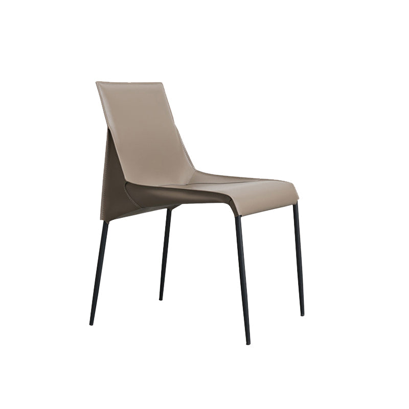 Metal Modern Dining Chair with Solid Back Matte Finish Indoor Side Chair
