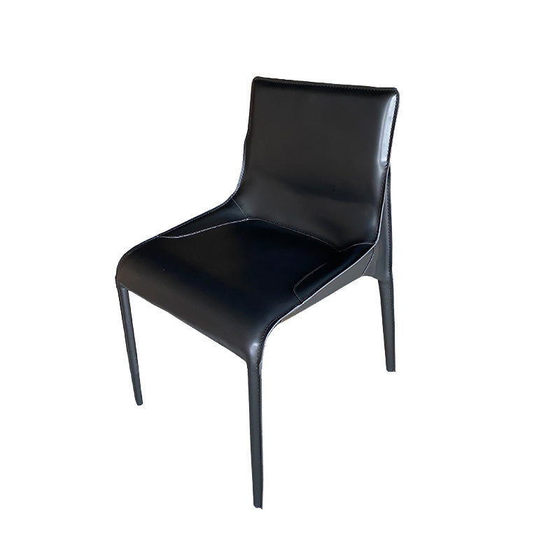 Metal Modern Dining Chair with Solid Back Matte Finish Indoor Side Chair