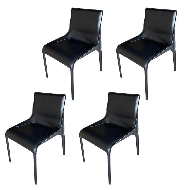 Metal Modern Dining Chair with Solid Back Matte Finish Indoor Side Chair