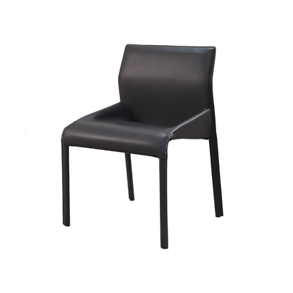 Faux Leather Modern Dining Chair Matte Finish Solid Back Indoor Chair